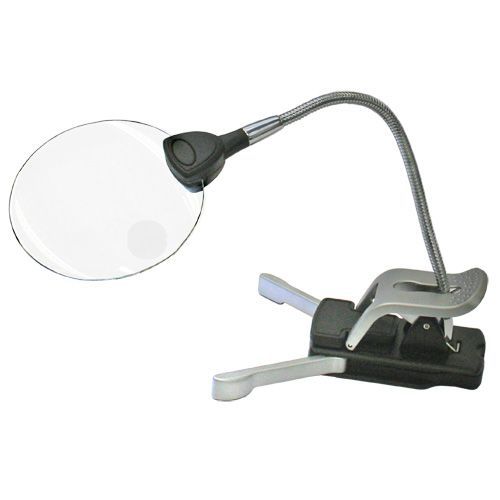 SAFE LED Illuminated Table Clip-On Magnifier – 2x / 4x