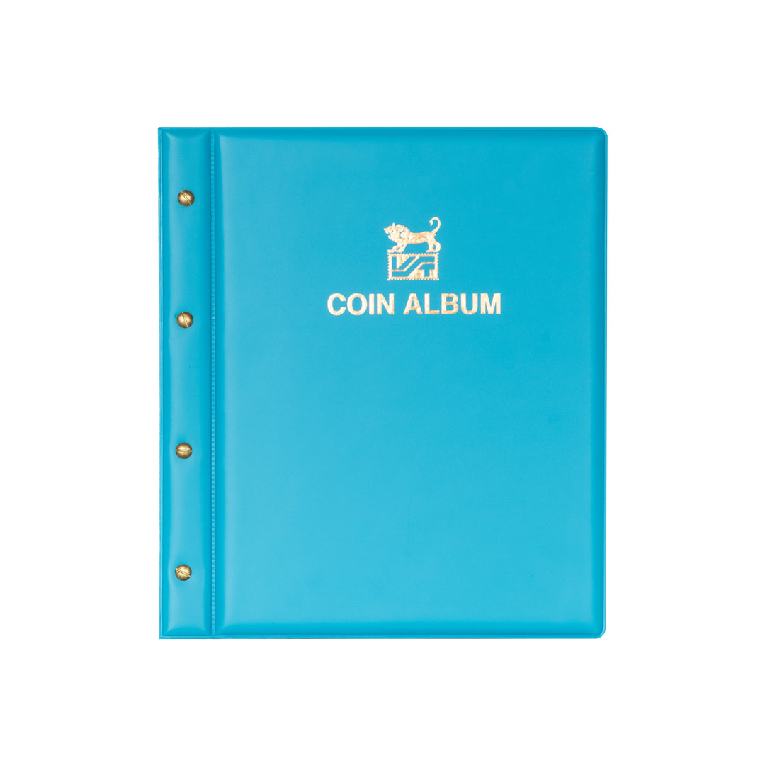 Padded Coin Album with Gold Logo - VST Coin Album with 6 Pages - Cool Blue